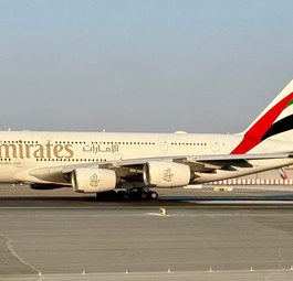 Airbus A380 von Emirates in Dubai:kern des Erfolgsmodells.