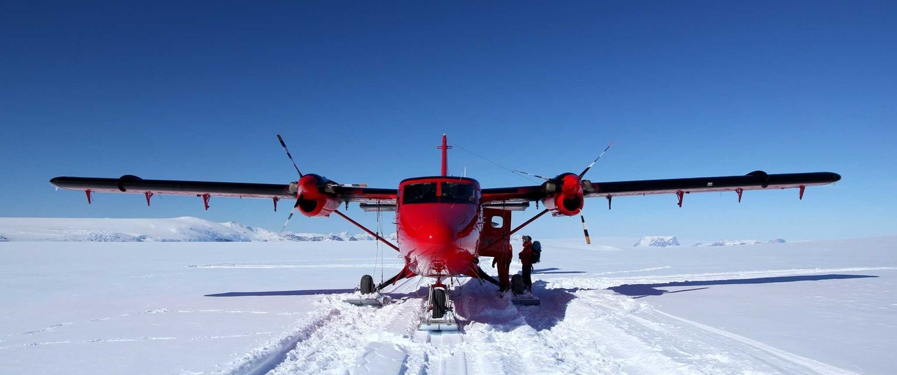 Eine Dash 6 der British Antarctic Survey: Die Flugzeuge werden von Kanada in die Arktis gebracht.