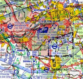 Luftraumkarte über Frankfurt: Es gab Anpassungen, um den Verkehr besser zu schützen.
