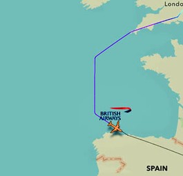 Flug von British Airways an einem Streiktag: Großer Umweg, große Zusatzkosten.