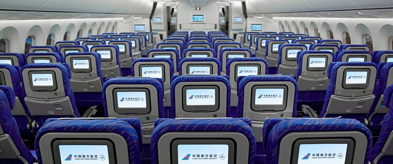 Boeing-787-Kabine von China Southern: Freie Economy-Plätze werden zu Geld.