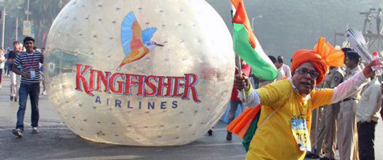 Werbung für Kingfisher am Mumbai Marathon 2012: Wieder voller Hoffnung.