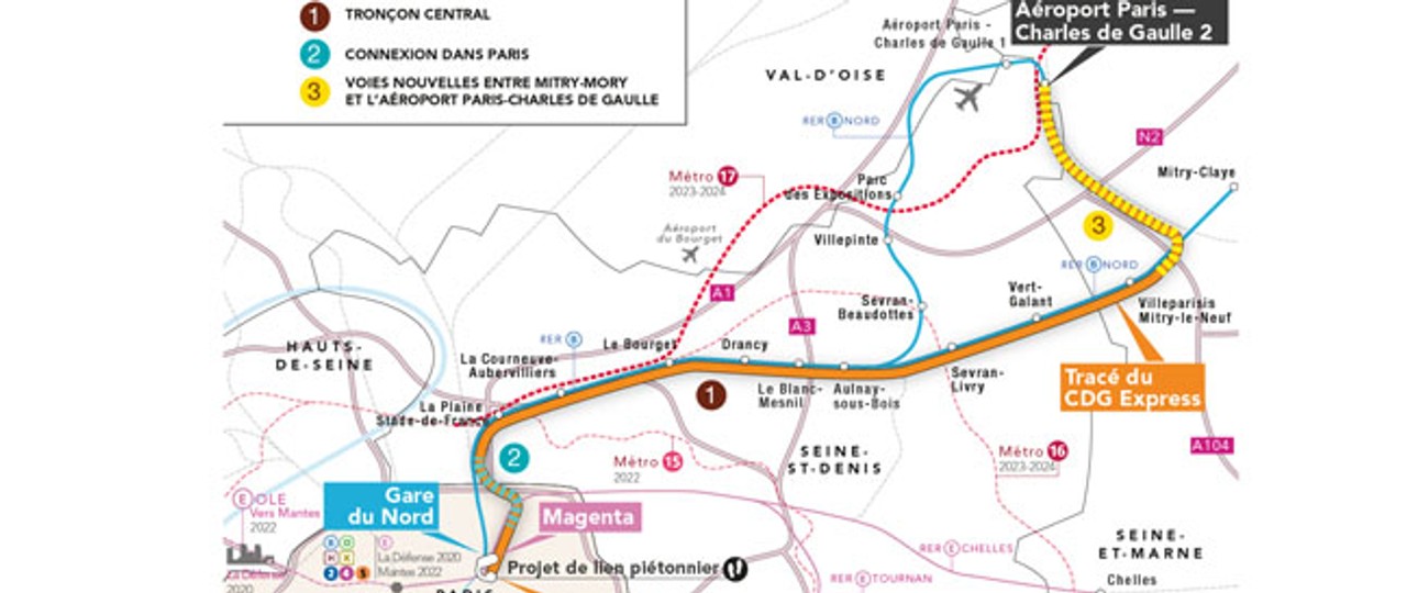 Linienführung des CDG Express: Schneller zum Arc de Triomphe.