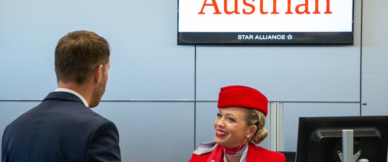 Check-in bei Austrian Airlines: »Würden Sie sich jetzt bitte noch zum Coronatest begeben?»