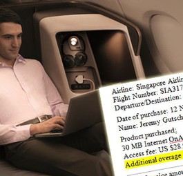 Businessclass von Singapore Airlines (Archivbild): Wifi kann ein teuerer Spaß sein.