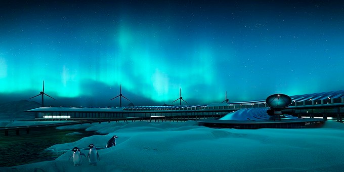 Die Flughafenanlage soll die Windkraft nutzen, um das Terminal mit Strom zu versorgen, der auch in Wärme umgewandelt werden kann. Schmelzwasser soll zur Wiederverwendung auffangen.