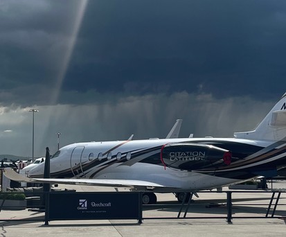 Eine Cessna Citation Latitude auf der Ebace 2023: In diesem Jahr werden weniger Flugzeuge gezeigt.