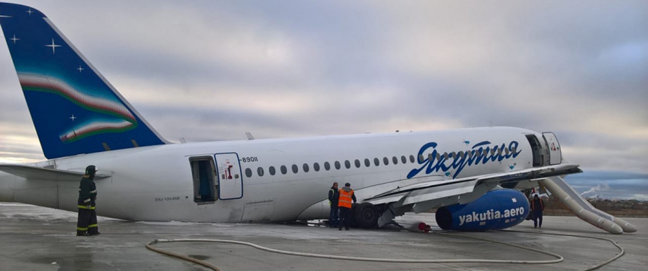 Der Superjet von Yakutia Airlines: In keinem guten Zustand.