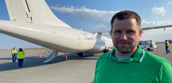 Green-Airlines-Chef Stefan Auwetter vor dem Rückflug: Zufrieden mit der Premiere.