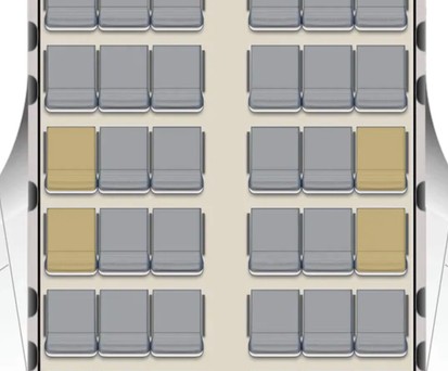 Fensterplätze ohne Fenster in einer Boeing 757-300 von United Airlines: Es geht vor Gericht.