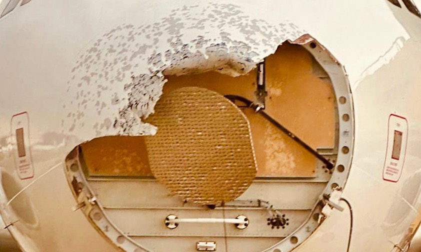 Beschädigte Nase des A320: Es war alles andere als ein angenehmer Flug.