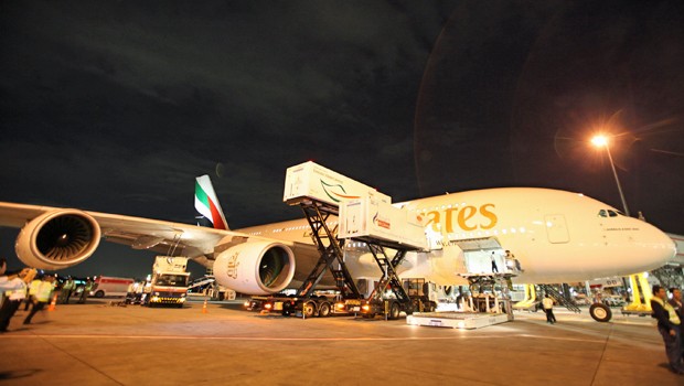 A380 von Emirates: Auftritt in Brasilien und Argentinien.