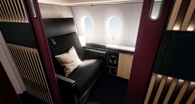 Die First Class-Suite von Swiss Senses am Fenster: Gibt es erst auf Langstrecken.