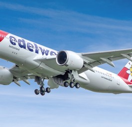 Die HB-IHF von Edelweiss: Der A350 fliegt auf 43'000 Fuss.