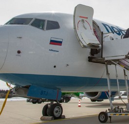 Boeing 737 von Pobeda in Memmingen: Aktuell fast nur noch russische Inlandsziele im Angebot.