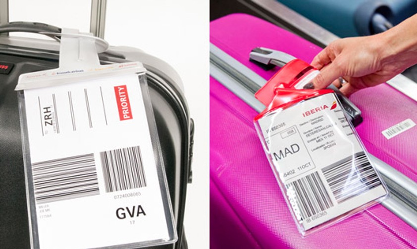 Selbst gedruckte Etiketten von Swiss und Iberia: Kostet weniger.