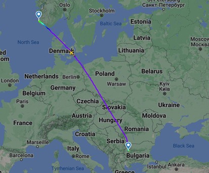 Boeing 717 unterwegs von Sofia nach Stavanger: Nur ein Teil einer langen Reise.