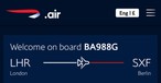 Wi-Fi-Menü bei British Airways: SXF lebt weiter.