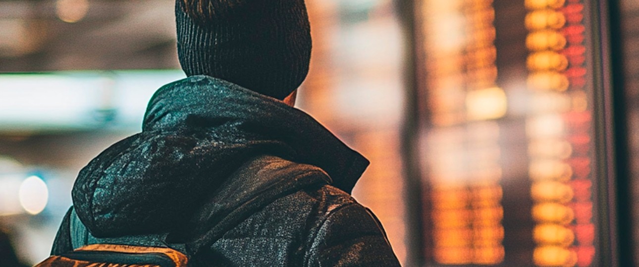 Passagier vor Anzeigetfael: Bei Verspätung eines Fluges soll es weniger Geld geben.