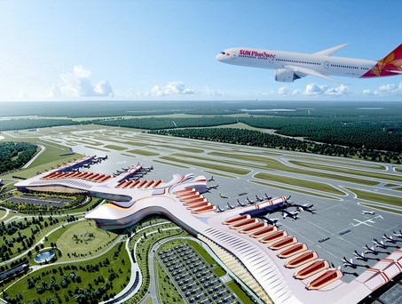 Boeing 787 von Sun Phu Quoc Airways über dem neuen Flughafen Phu Quoc (Computerskizze): Bald WIrklichkeit.