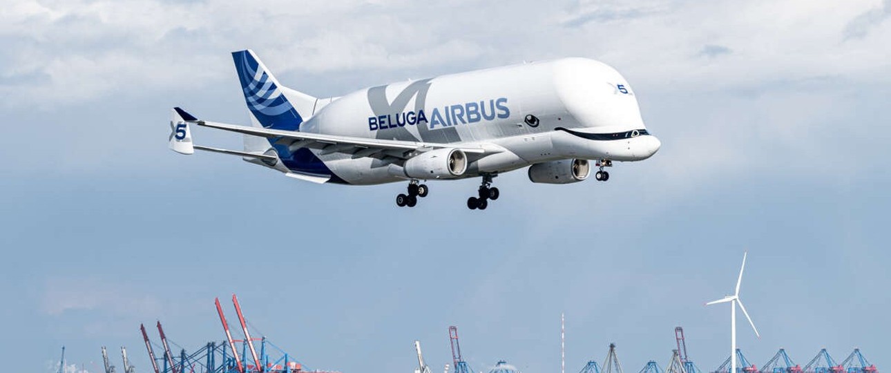 BelugaXL auf dem Landeanflug