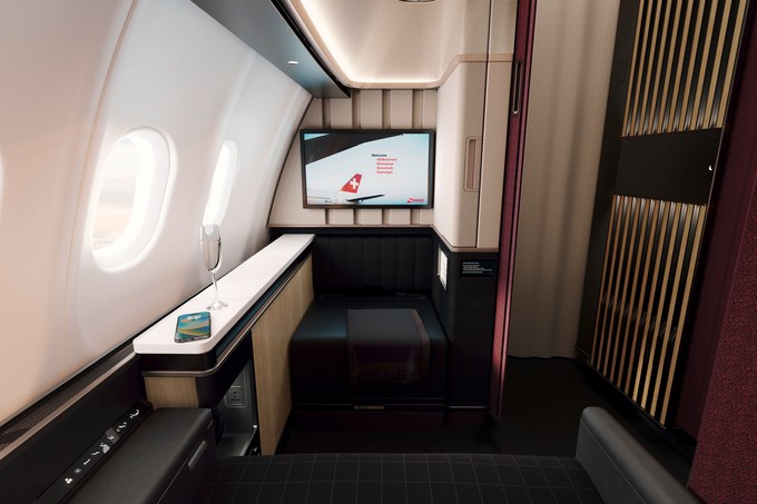 Die neue First Class von Swiss besitzt eine große Suite.