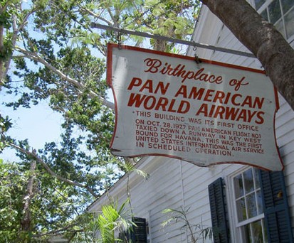 Pan American World Airways: Das erste Büro war auf Key West in Florida - noch heute erinnert ein nostalgisches Zeichen an den «Geburtsort» der Airline. Die Airline schaffte es nicht aus der Krise.