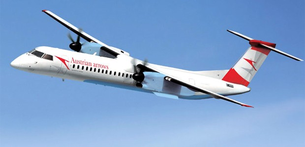 Dash 8-400 von Austrian Airlines: Panne bei Landung.