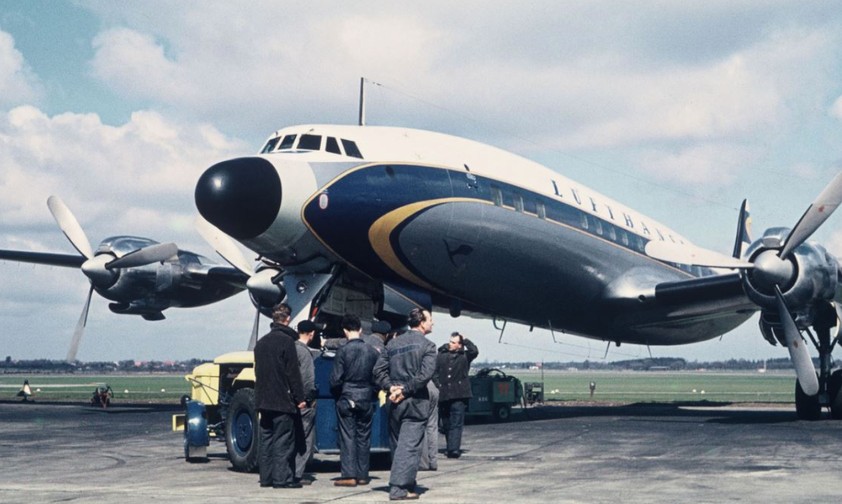 Historisches Bild einer Lockheed L-1649A Super Star von Lufthansa: Damit ging es Ende der 1950er-Jahre Richtung Nordamerika.