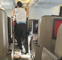 Kabine nach dem Vorfall: Der Flug ging weiter.