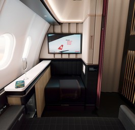 Die neue First Class von Swiss besitzt eine große Suite.