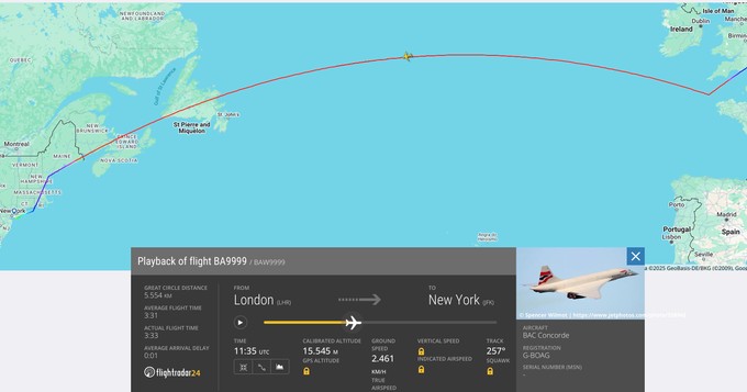 Flightradar: Eine Simulation von Concorde-Flügen zwischen Paris, London und New York sorgte bei Flightradar24 für Aufsehen.