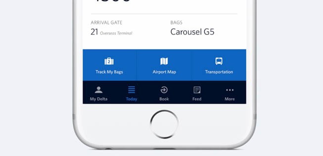 Die Delta-App bietet Live-Gepäckverfolgung.