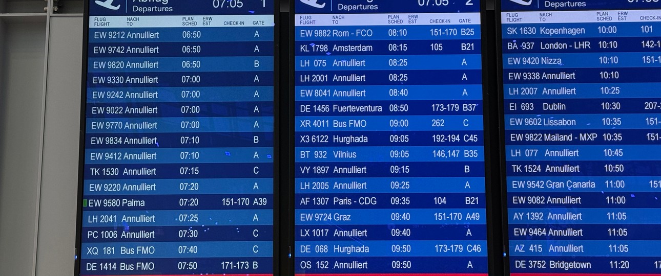 Anzeigetfael in Düsseldorf: Es geht kaum mehr was.