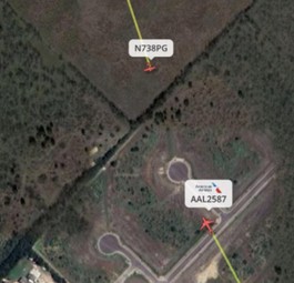 Flugverlauf von Cessna und Boeing 737: Geringer Höhenunterschied.