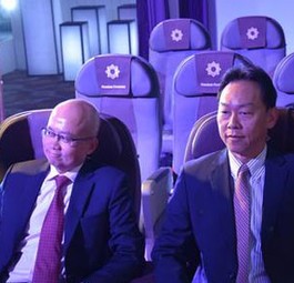 Die Vistara-Führungsriege bei der Vorstellung der Innenausstattung: Die neue indische Airline soll schon Anfang Januar starten.