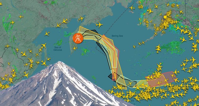 vulkan klyuchevskaya asche flightradar 01