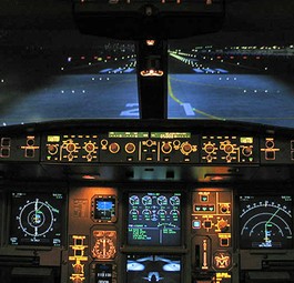 Cockpit eines A340: Mensch-Maschine-Schnittstelle im Fokus.
