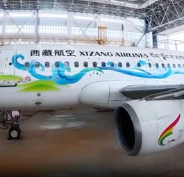 Der umlackierte Airbus A319: Trägt nun den Schriftzug Xizang Airlines.