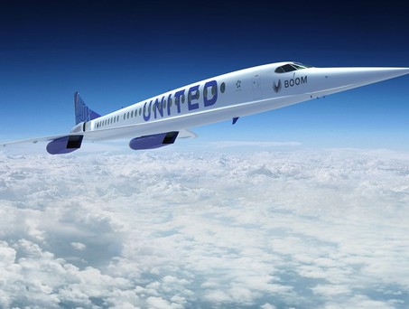 Boom Overture in den Farben von United: Newark - Frankfurt in vier Stunden.